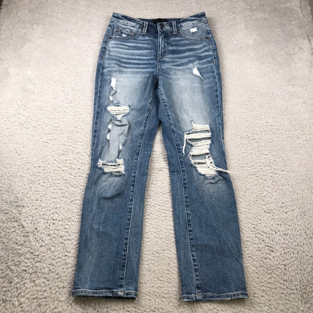 Buckle Black Mom Jeans Womens 26 (28x28) Distressed High Waisted Relaxed *FLAW
